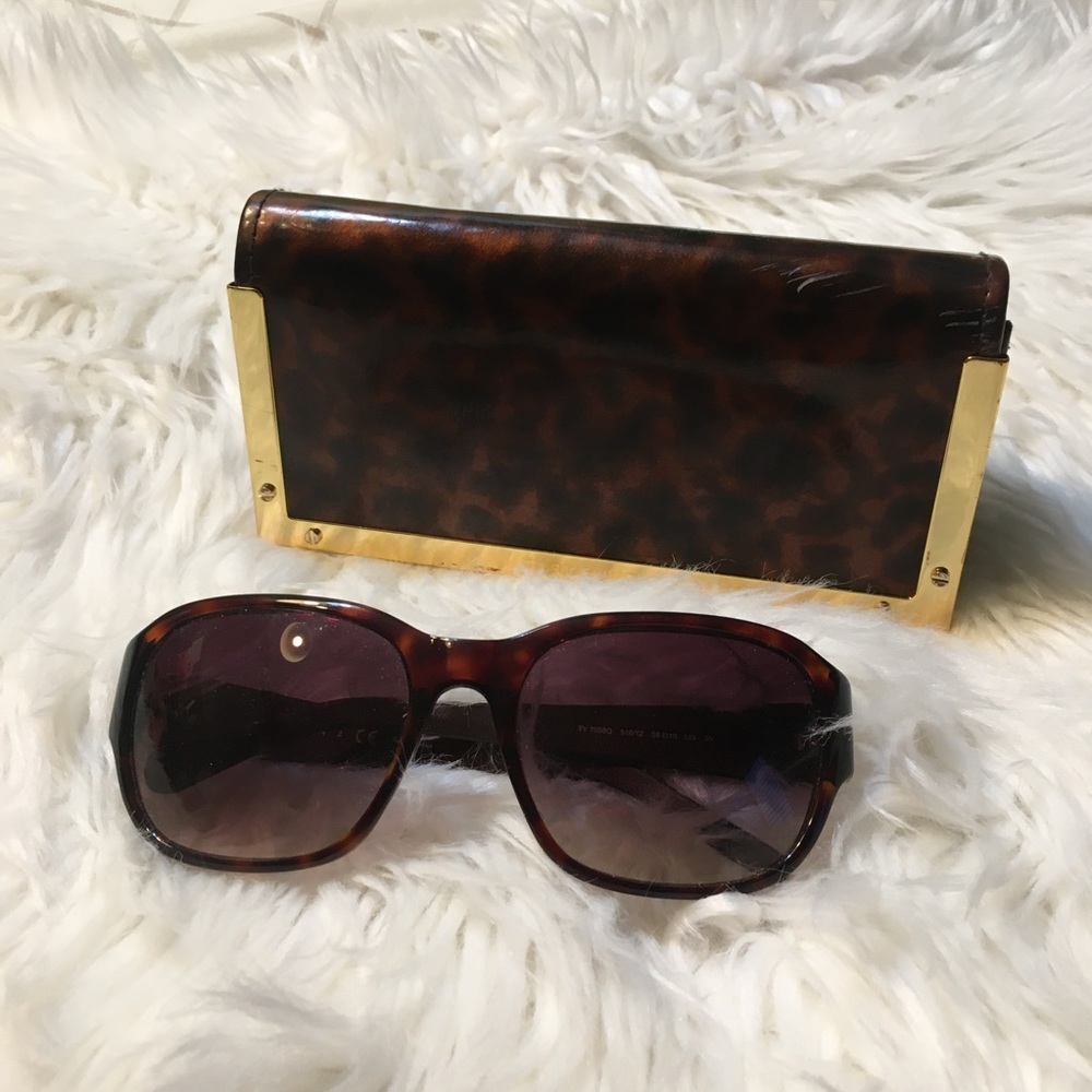 Tory Burch Tortoise Sunglasses with Leopard Case